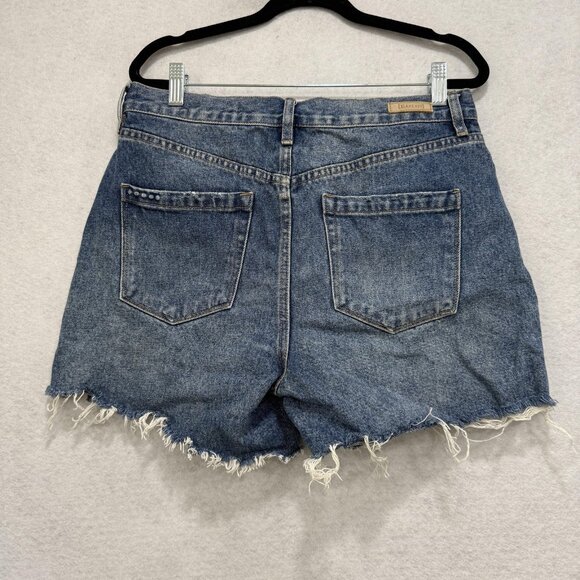 BlankNYC Shorts Womens 29 Blue Distressed The Perry Mom High Rise Denim Raw Hem - Picture 9 of 10